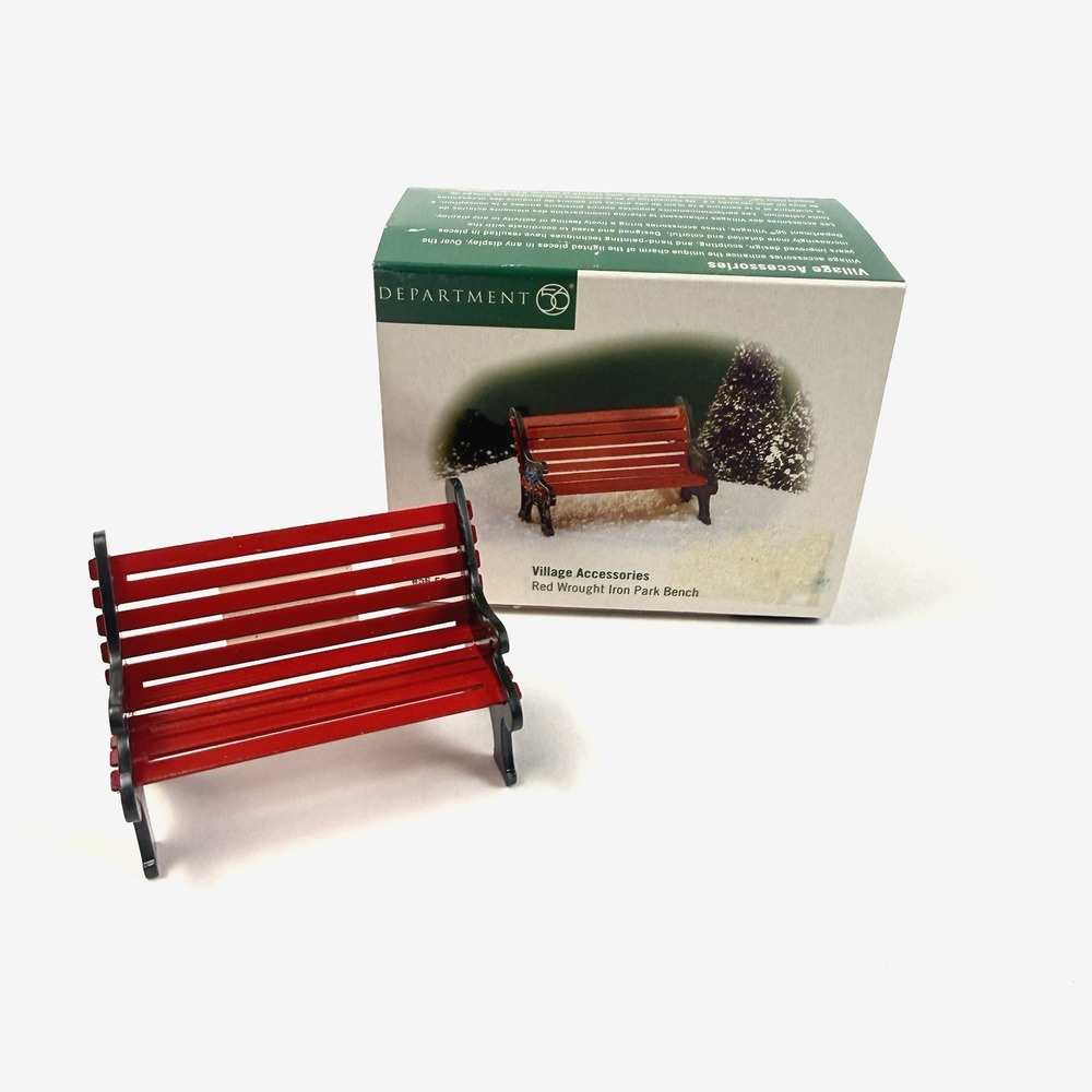 Department 56 Village Accessories Red Wrought Iron Park Bench 56445